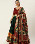 Tussar Silk Patola Print Lehenga Choli with Foil Work