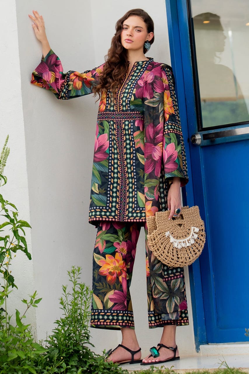 Summer Breeze Maslin Kurta Set - 2 Piece Floral Ensemble