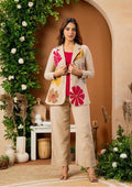 3-Piece Cotton Flex Blazer Set with Floral Folk Embroidery