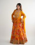 Floral Digital Print Faux Georgette Lehengha Choli with Koti