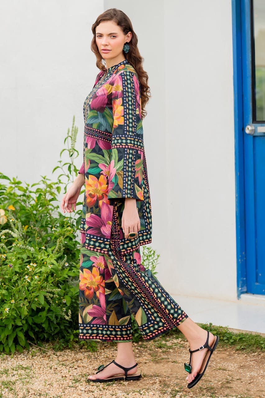 Summer Breeze Maslin Kurta Set - 2 Piece Floral Ensemble