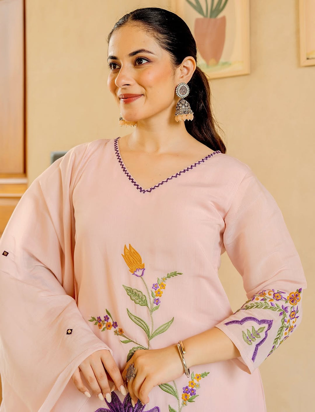 Festival Special Premium Cotton Embroidery Kurti Set with Pocket